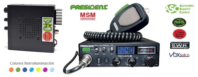 President Barry Emisora CB AM-FM Squelch automático, 12 y 24 V